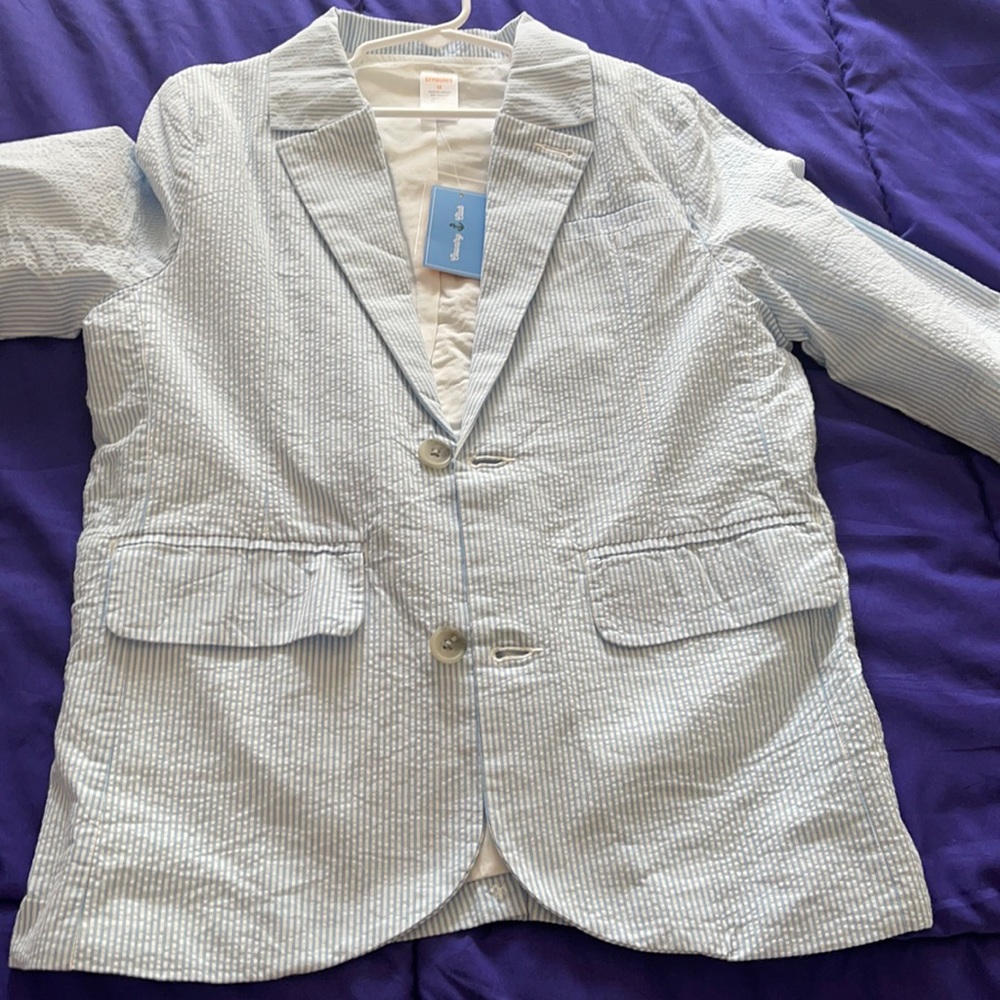 Brand new seersucker jacket. Boys, size 12.